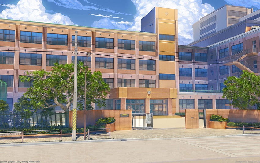 1680x1050 Anime School, Scenic, Building, Artwork, Sky Sfondo HD