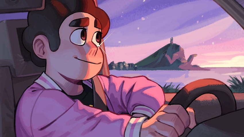 Steven Universe Steven Driving Car With Backgrounds Of Mountain And Purple Sky Movies, steven universe driving HD wallpaper