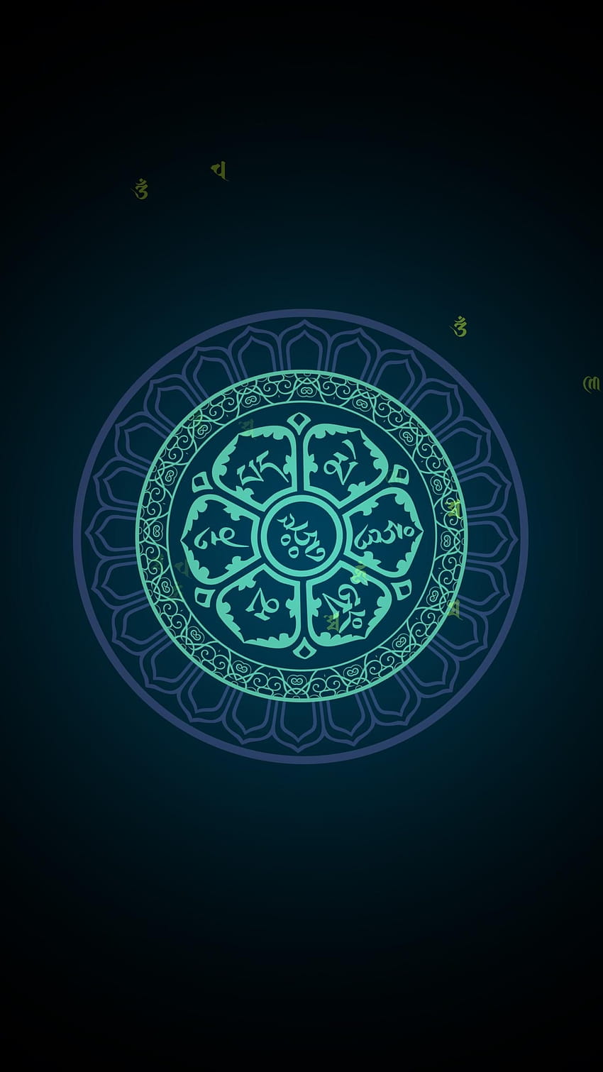 Amo esta flor de loto del mantra Om mani padme hum. Oled perfecto y minimalista fondo de pantalla del teléfono