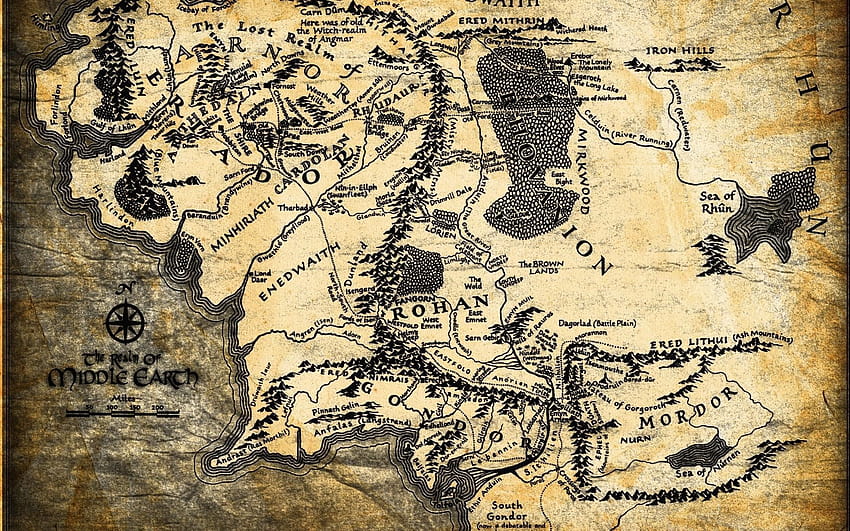 Mappa del Signore degli Anelli, mappa della Terra di Mezzo Sfondo HD