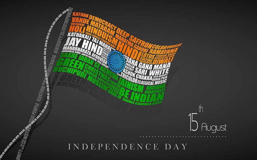 Bandiera 3d moderna del giorno dell'indipendenza dell'India 15 agosto, giorno dell'indipendenza indiana Sfondo HD