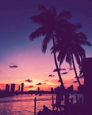 Wallpaper girl, sunset, Miami, beach, brunette, beauty, 4K, Girls #24950