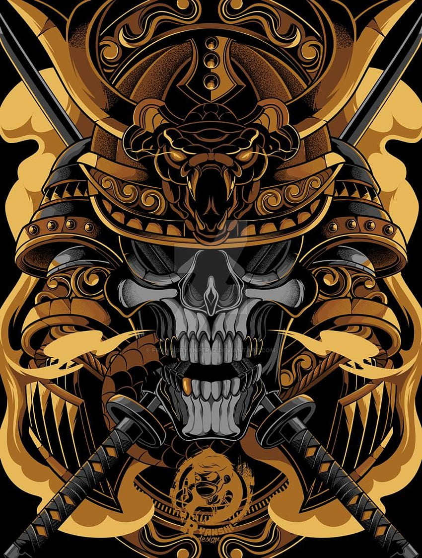 Pin on Digital Illustration & Vectors, skull samurai HD phone wallpaper
