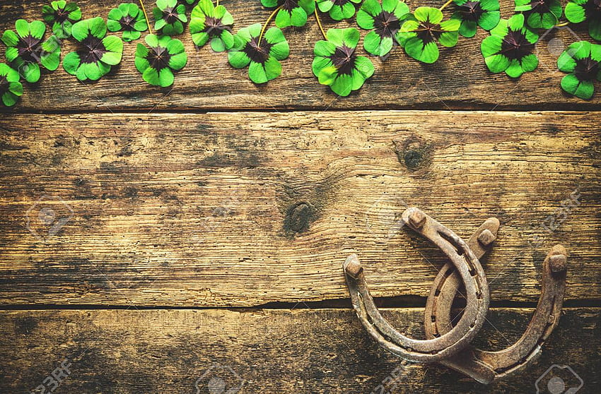 St Patricks Day Lucky Charms Horseshoe And Shamrock On Wooden [1300x853] for your , Mobile & Tablet, horse shoes HD wallpaper