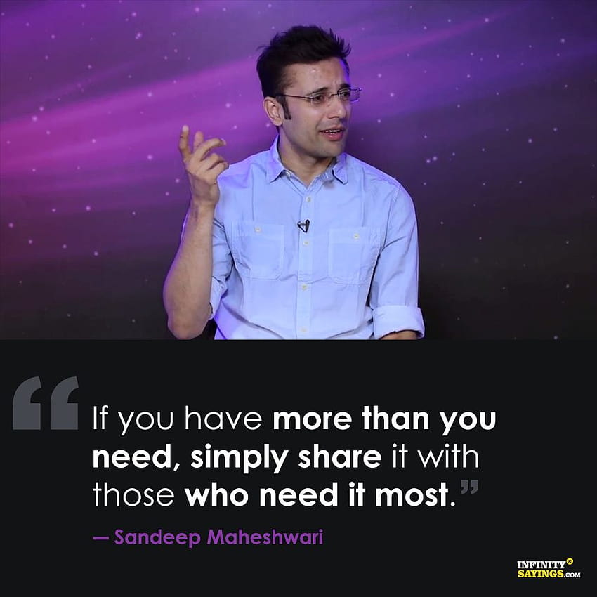 Wenn Sie mehr haben, als Sie brauchen, teilen Sie es einfach mit Sandeep Maheshwari HD-Handy-Hintergrundbild