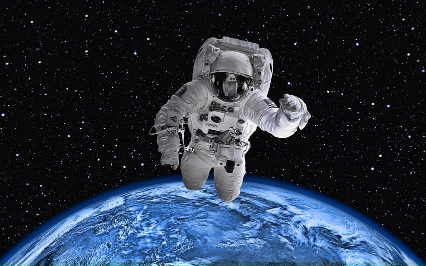 Astronauta no espaço, Terra, órbita, galáxia, NASA, astronauta em órbita, Terra vista do espaço, astronauta com resolução 3840x2400. Alta qualidade, espaço da nasa papel de parede HD
