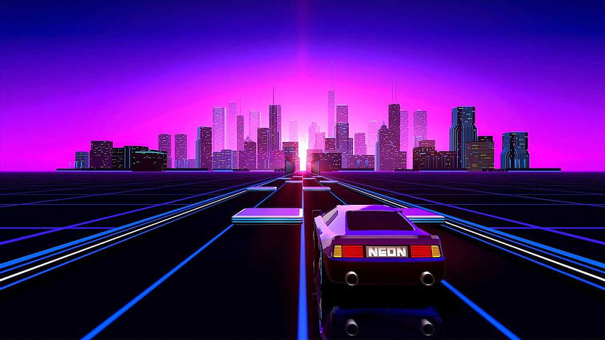 City, sunset cyber retro HD wallpaper