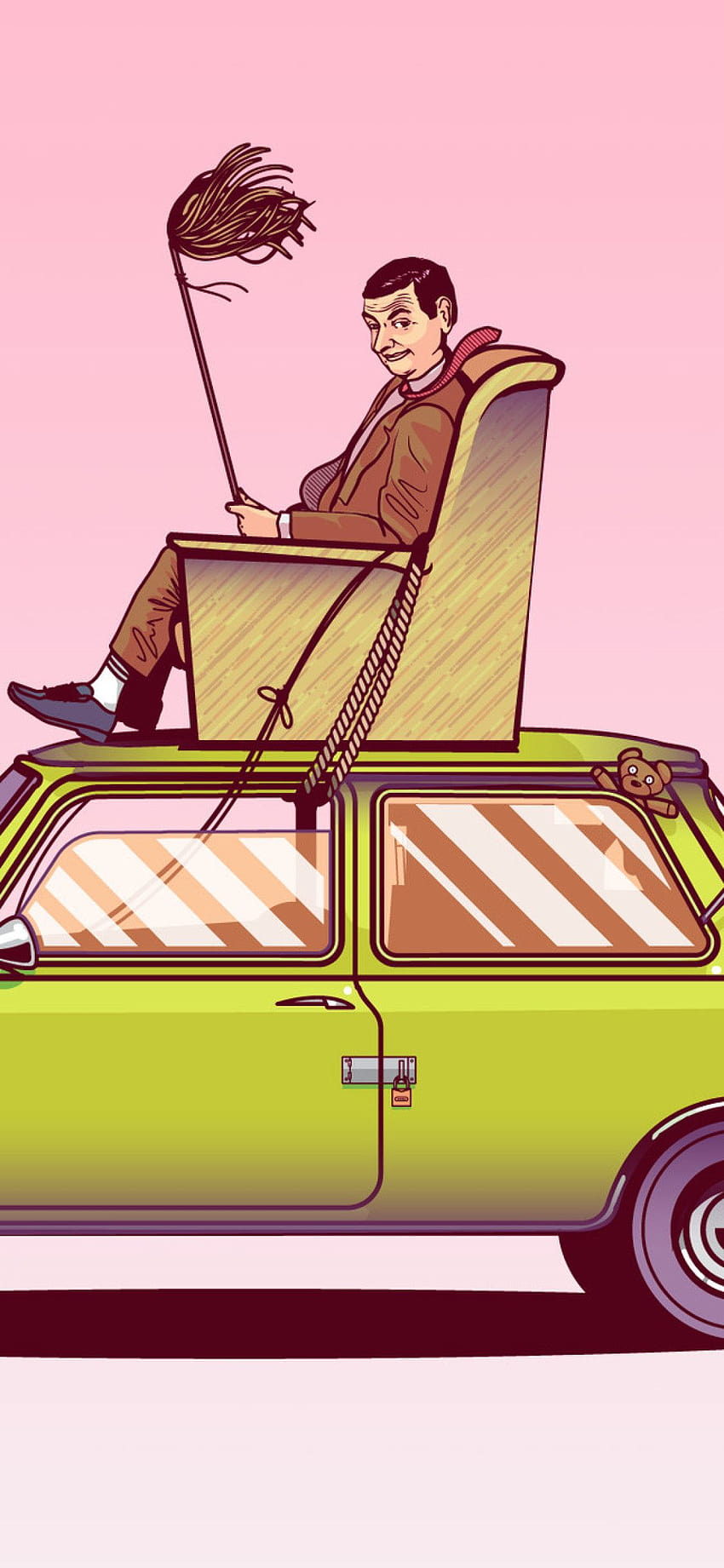 1125x2436 Mr Bean Sitting On Top Of His Car Vector Art Iphone XS, mr bean cartoon android mobile HD phone wallpaper