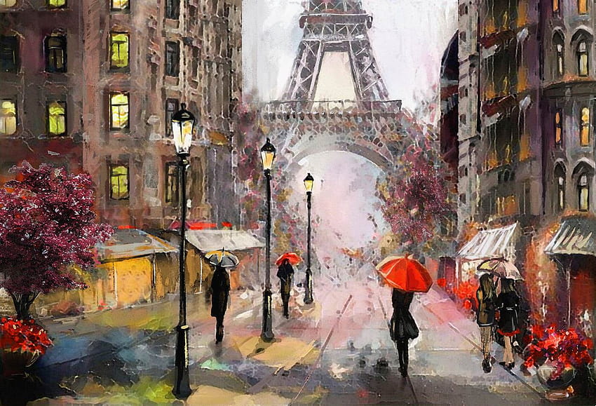 Paris In The Rain Lukisan, hujan paris Wallpaper HD