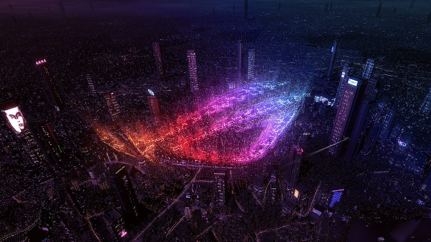 ASUS ROG Şehir Neon Işıkları, oyun ışığı HD duvar kağıdı