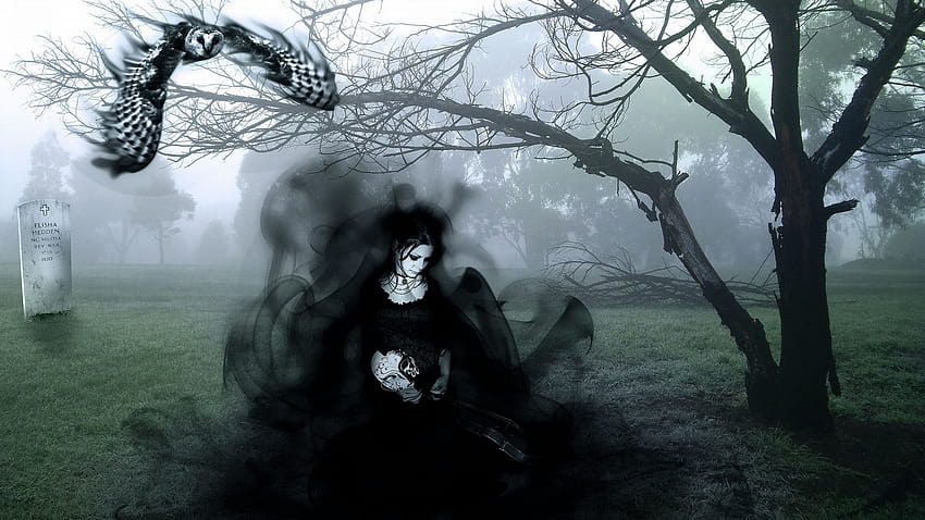 1920x1080 ghost lady gothic dark fog cemetery, Backgrounds, lady ghost HD wallpaper