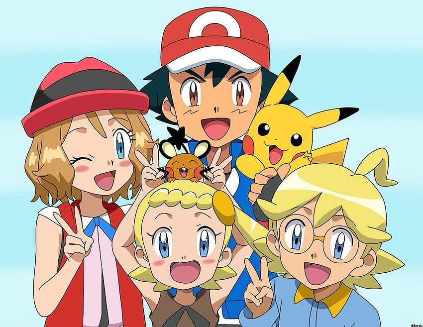 Pokémon XYZ Kalos familia de anime ASH Serena clemont y Bonnie, familia pokemon fondo de pantalla