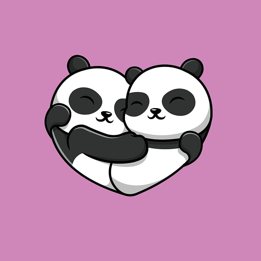 Cute Panda Couple Love Cartoon Vector Icon Illustration. Animal Icon Concept Isolated Premium Vector. Flat Cartoon Style 5426657 Vector Art at Vecteezy HD phone wallpaper