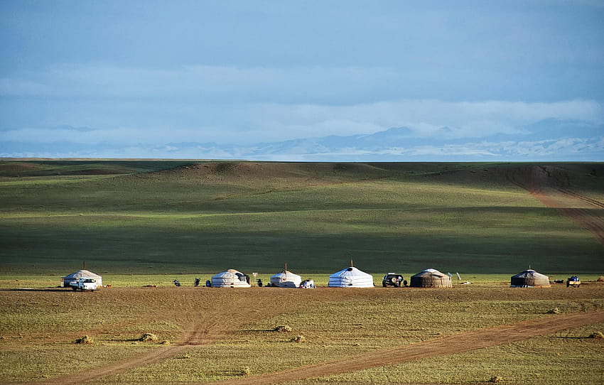 степта, линията на хоризонта, Монголия , раздел пейзажи, монголски HD тапет
