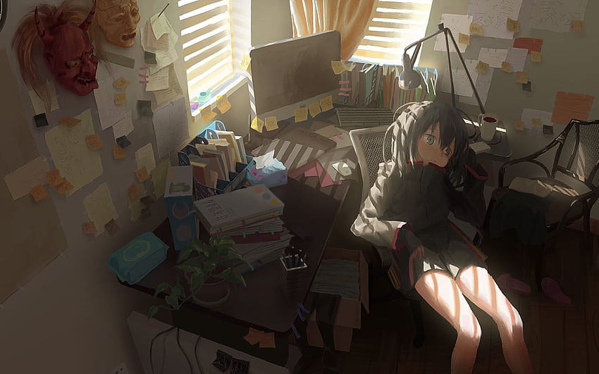 Art • Anime girls, Anime: Gamers!, room, interior, sitting, desk • For You The Best For & Mobile, gamer girls anime HD wallpaper