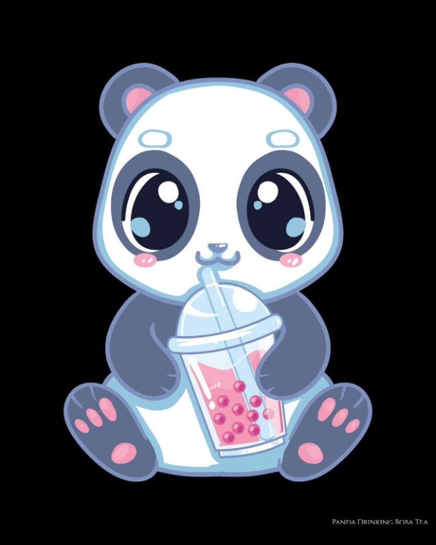 Panda bebiendo té de Boba: Cute Panda Boba Bubble Tea Panda Bear Boba Drink 2021 fondo de pantalla del teléfono