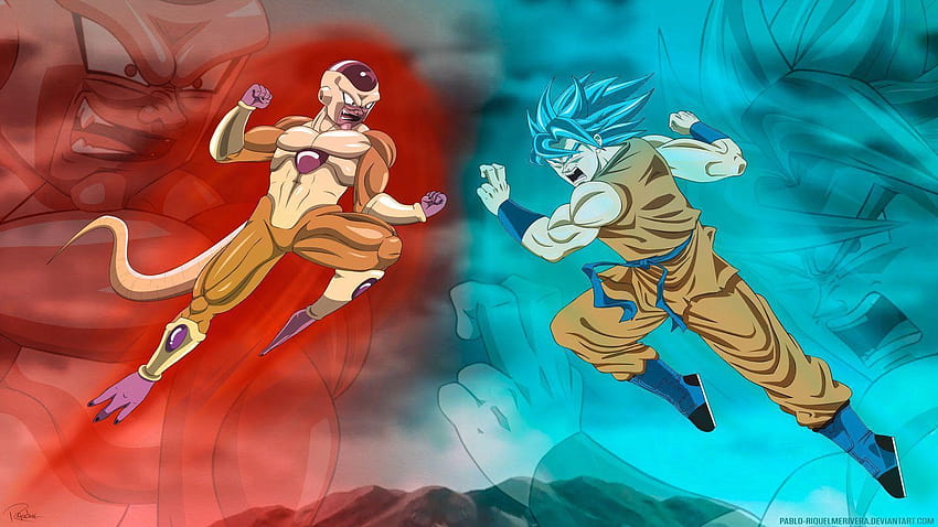Golden Frieza срещу Goku Super Saiyan God от Пабло HD тапет