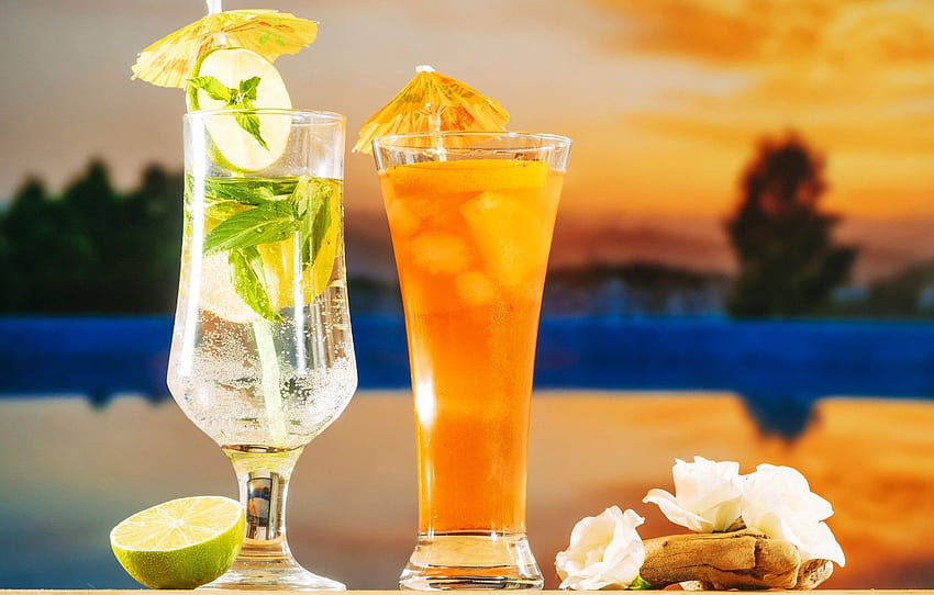 beach, summer, stay, cocktail, ice, summer, drinks, beach, vacation, fresh, fruit, drink, mojito, vacation, tropical , section еда, summer ice drinks HD wallpaper