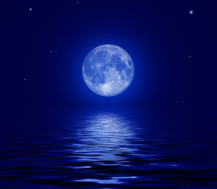 Full Moon in the Ocean, moon over ocean waves HD wallpaper