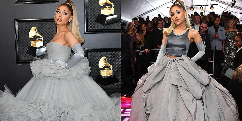 Ariana Grande, Grammy Ödüllerinde Giambattista Valli Külkedisi Elbisesi Giyiyor, külkedisi filmi 2021 HD duvar kağıdı