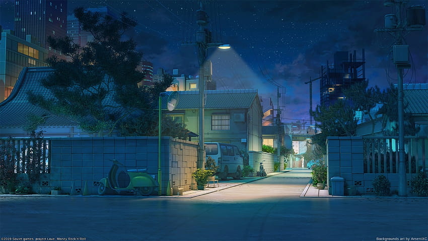 Night Japan Street [3840x2160]: anime della città giapponese Sfondo HD