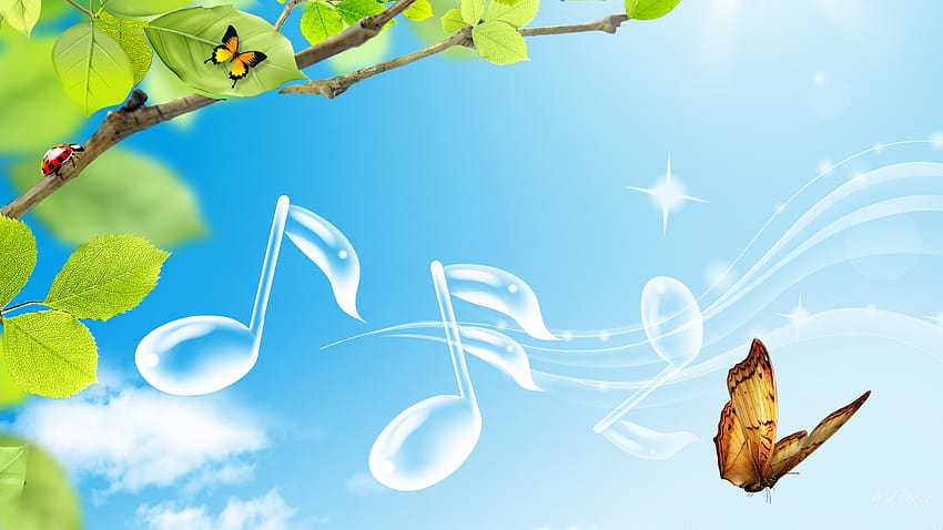 blue sky butterflies Music of Spring – Nature Sky, spring arts HD wallpaper