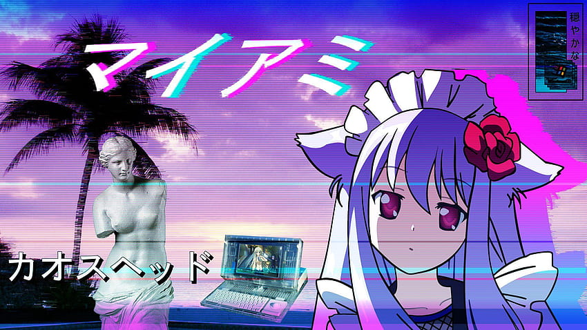 Download wallpaper anime, sad, Vaporwave, Glitch, section style in  resolution 1920x1080