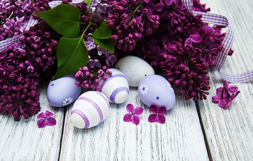 flowers, eggs, Easter, happy, wood, flowers, lilac, Easter, purple, eggs, decoration, lilac , section праздники, purple easter HD wallpaper