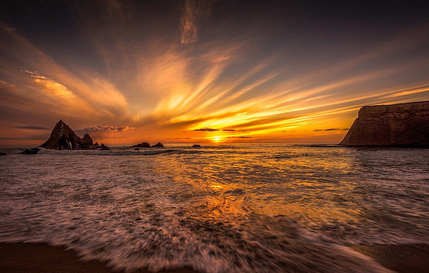 Pacific Coast California Beach Sunset ..., sunset over california coast HD wallpaper