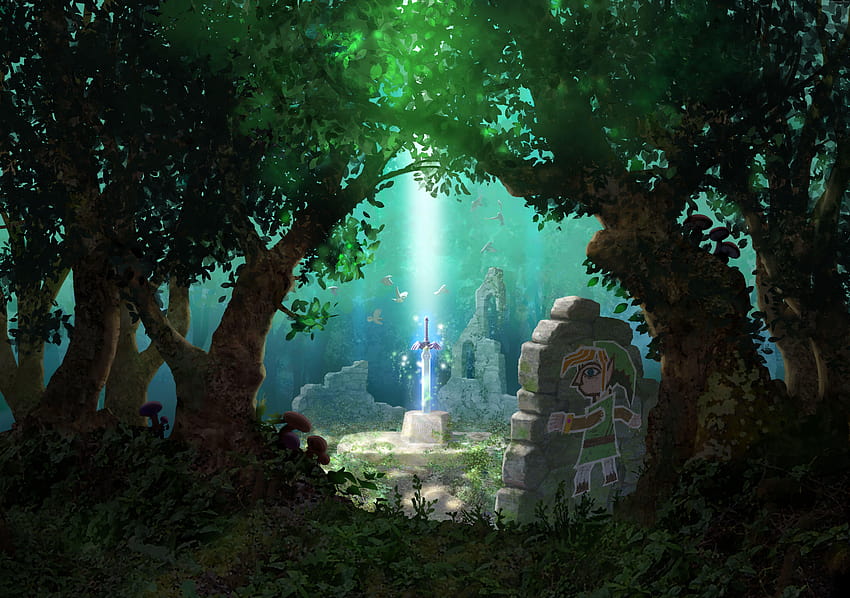 The Legend of Zelda, 2015, game, hutan, pedang, sihir, zelda android Wallpaper HD