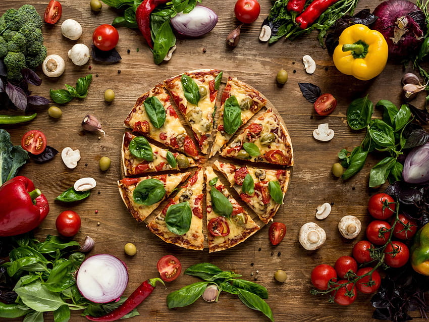 ピザ、食べ物、野菜、果物、食べ物と飲み物、新鮮さ、健康的な食事 • For You For & Mobile、食べ物を食べる 高画質の壁紙