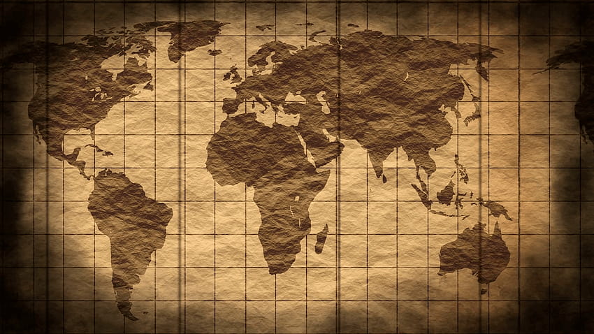 Grunge stained map of the world. Zoom on rotated compass. Travel, travel map background HD wallpaper