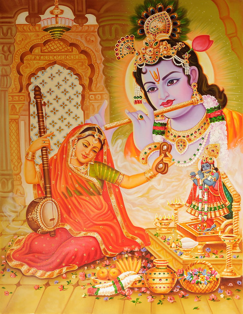 Mirabai dan Krishna, krishna meera wallpaper ponsel HD