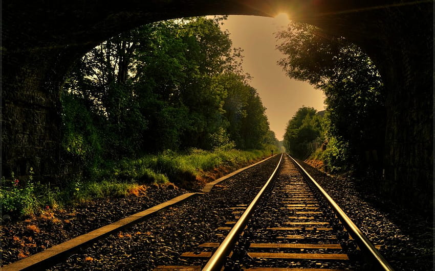 Train railroad tracks mood HD wallpaper