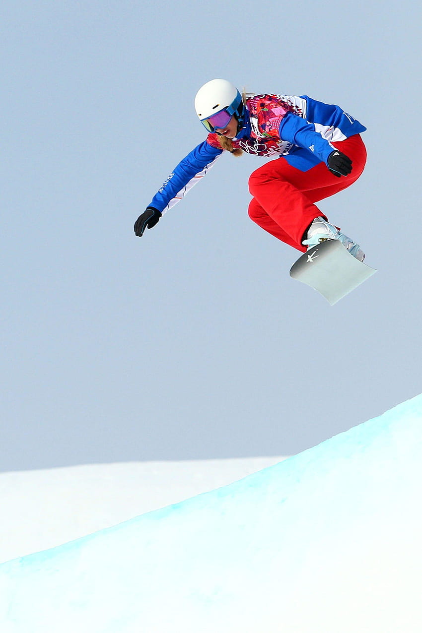 Chloe Trespeuch of France during the Ladies' Snowboard Cross HD phone wallpaper