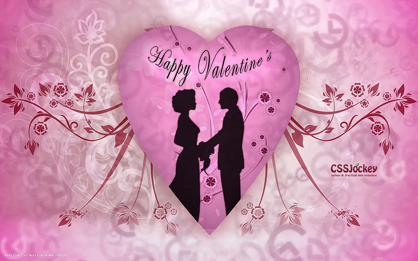 バレンタインデー, 幸せな カップル, ピンク, 心, 花, ベクトル, 愛, ロマンチック, ラベンダー 高画質の壁紙