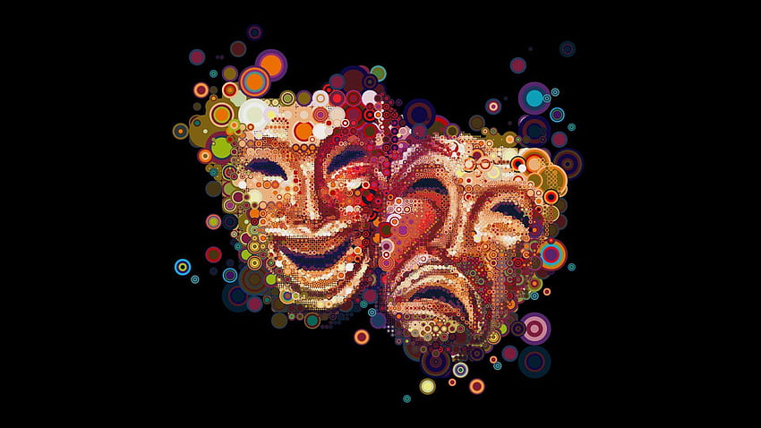 1920x1080 masks, emotions, colorful backgrounds, new year mask HD wallpaper