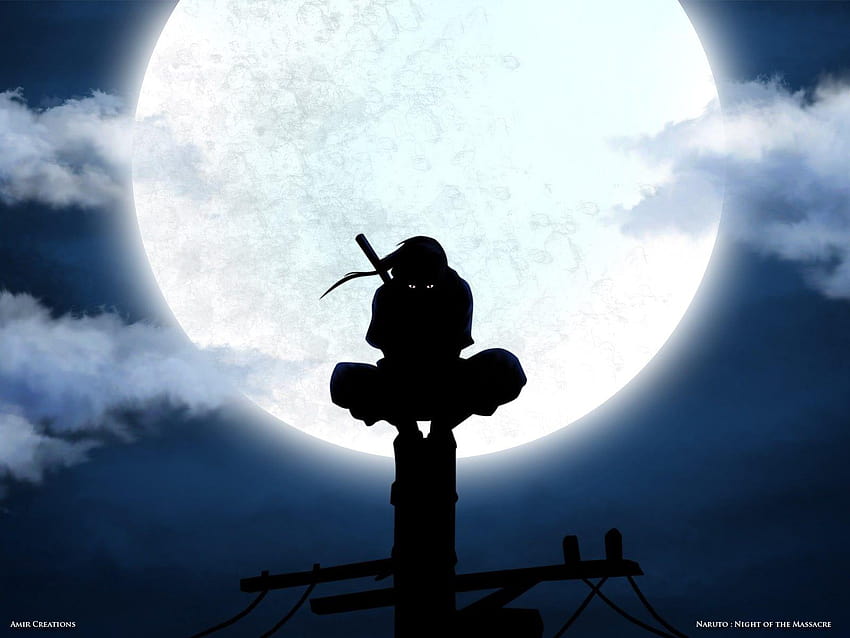 silueta ninja Naruto Shippuuden Uchiha Itachi, naruto shippuuden itachi fondo de pantalla