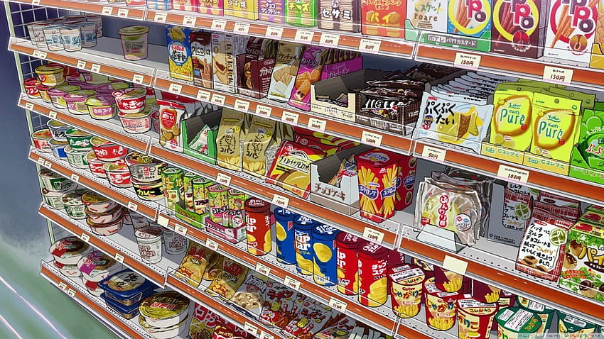 Anime Food Store ❤ dla Ultra TV, supermarket Tapeta HD