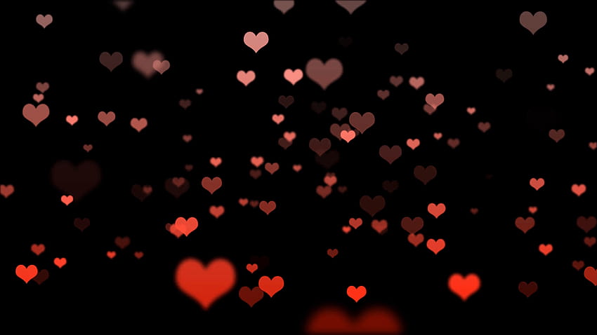 Floating red hearts fade in and out against a black backdrop, red hearts black background HD wallpaper