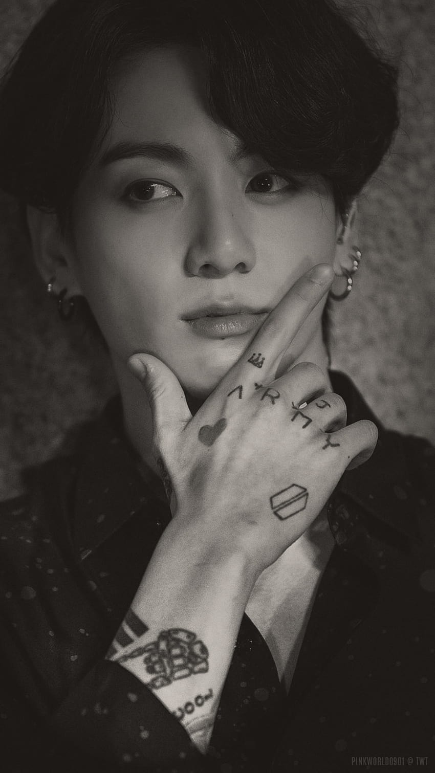 BTS Jungkook tattooed hand pin badge. JK Bangtan. Purple kpop gift, ARMY  logo | eBay