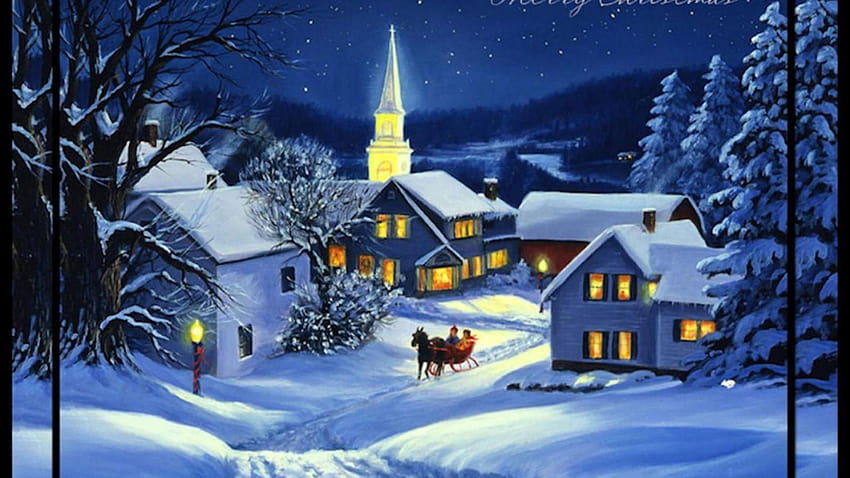 Christmas Village Backgrounds, christmas village night HD wallpaper