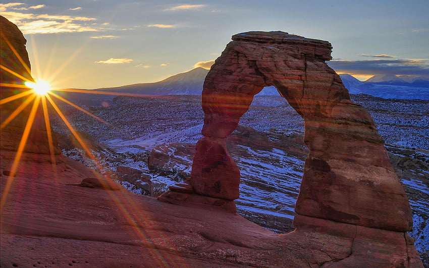 Sunset Sunlight Arches National Park Delicate Arch Near Moab Utah Usa For 1920x1200 : 13 วอลล์เปเปอร์ HD