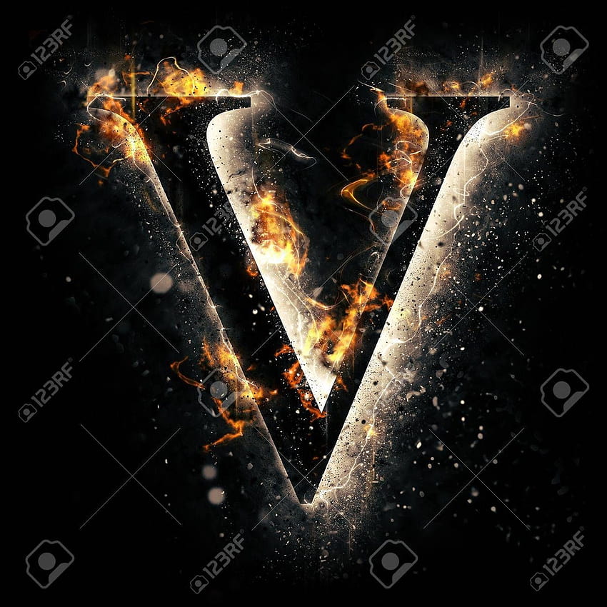Огнена буква V акции и роялти. 44912611., азбука v HD тапет за телефон