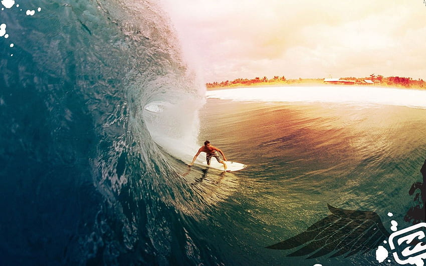 Surf, surfista en tabla de surf blanca, deportes • For You For & Mobile, estética de tabla de surf fondo de pantalla