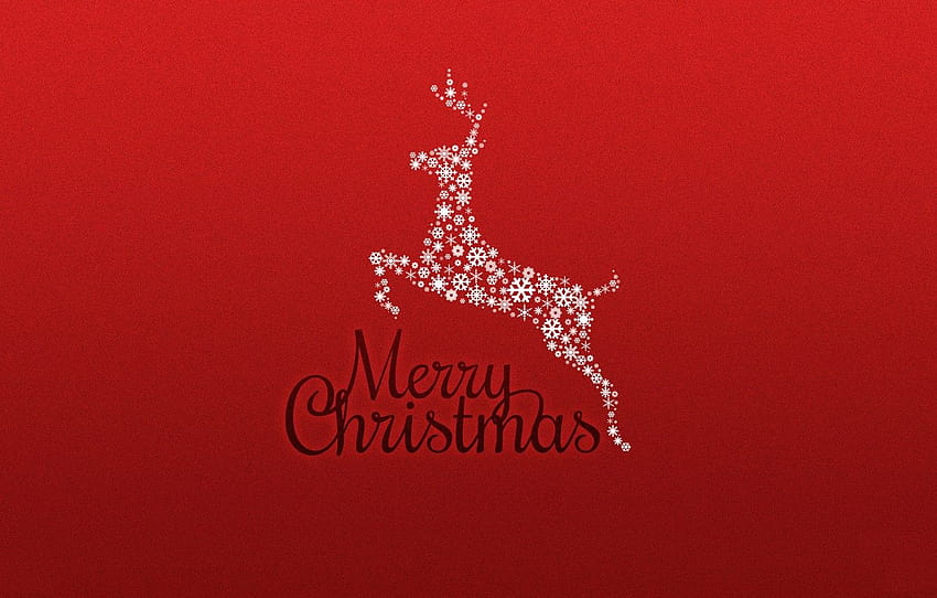 red, background, new year, Christmas, minimalism, deer, holidays, merry christmas , section праздники, red merry christmas HD wallpaper