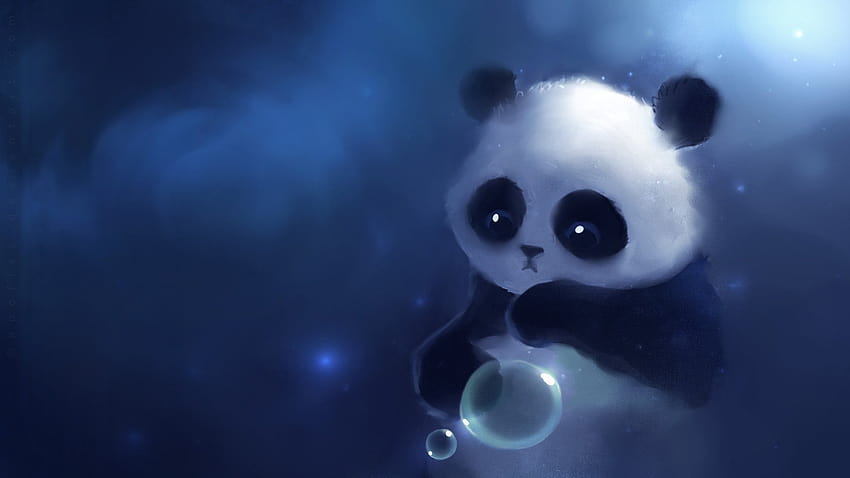 Panda look ball figure apofiss bubbles sadness bears doll drawings anime HD wallpaper