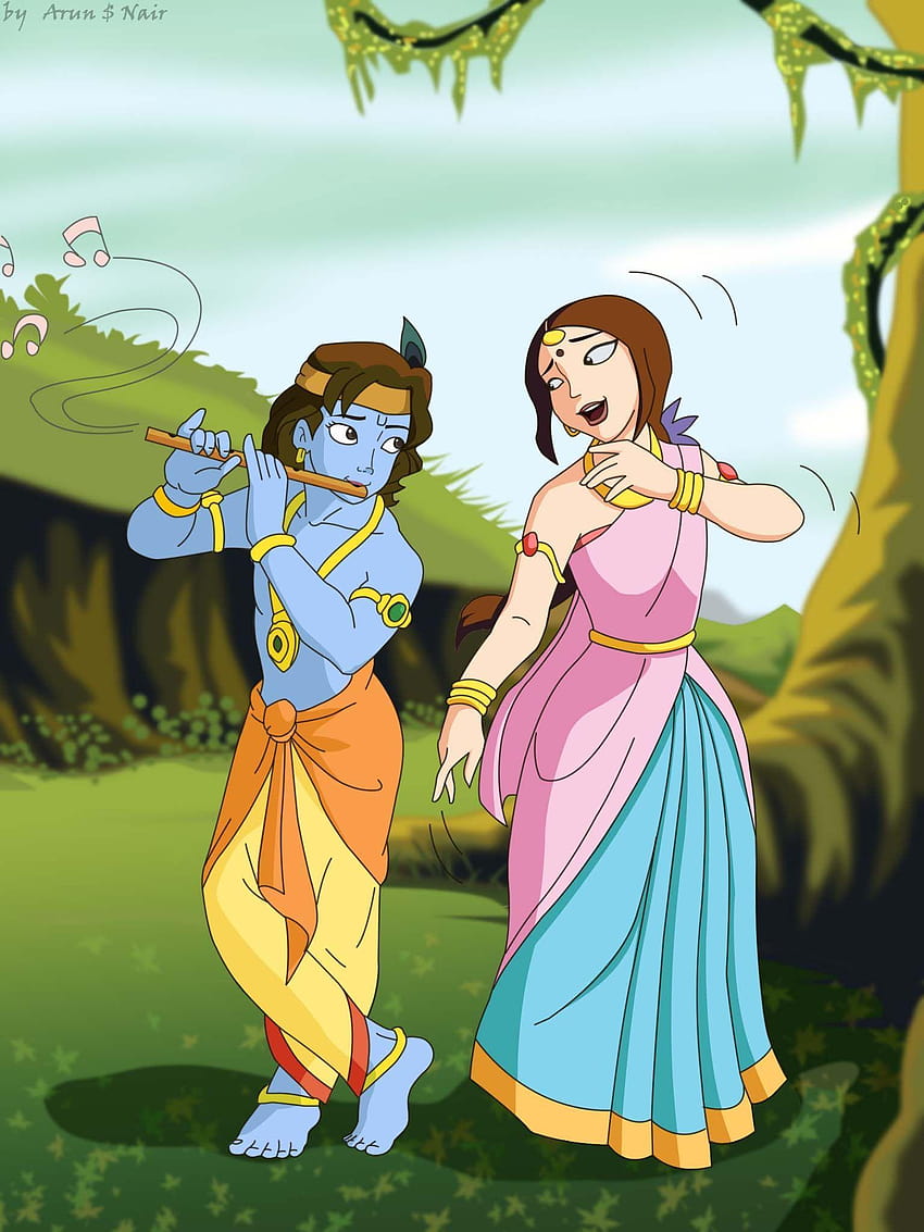 HD wallpaper Anime Radha And Krishna Lord Krishna and Radha illustration   Wallpaper Flare