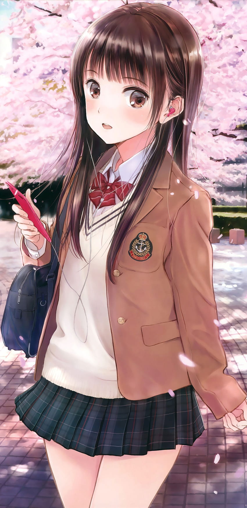 1440x2960 ​​Anime Sevimli Liseli Kız Samsung Galaxy Note 9,8, S9,S8, sevimli ve güzel anime kız üniforması HD telefon duvar kağıdı