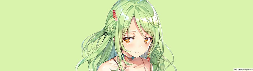 Shy green haired anime girl, anime fox girl shy HD wallpaper | Pxfuel